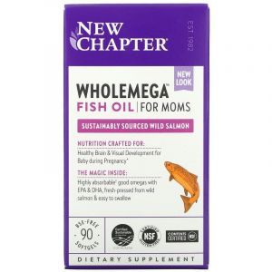 Жир аляскинского лосося для мам, Wholemega For Moms, New Chapter, 500 мг, 90 капсул