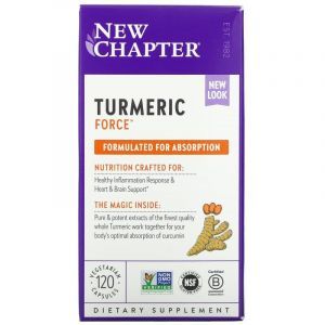 Куркума, Turmeric Force, New Chapter, 120 растительных капсул