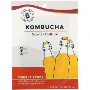 Чайный гриб, Kombucha, Cultures for Health, 1 пакетик (2,4 г)
