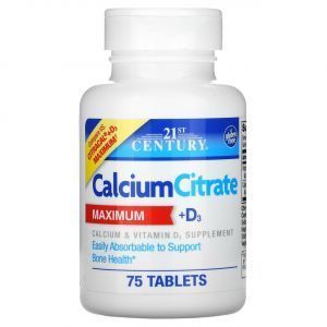 Кальций + Д3, Calcium Citrate + D3, 21st Century, 75 таблеток (Default)