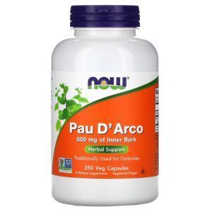 По д'арко, Pau D' Arco, Now Foods, 500 мг, 250 капс
