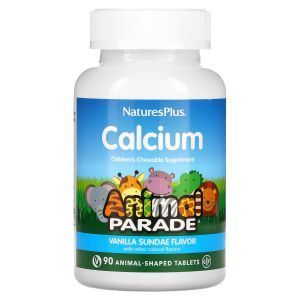 Жевательный кальций для детей, Chewable Calcium, Nature's Plus, Animal Parade, вкус ванили, 90 таблеток