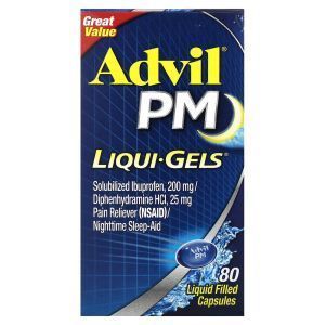 Ибупрофен, PM, Liqui-Gels, Advil, вечерняя формула, 80 капсул 