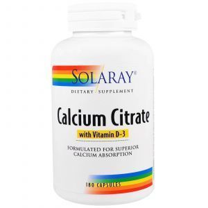 Цитрат кальция + Д3, Calcium Citrate with Vitamin D-3, Solaray, 180 кап.