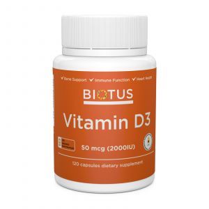 Витамин Д3, Vitamin D3, Biotus, 2000 МЕ, 120 капсул